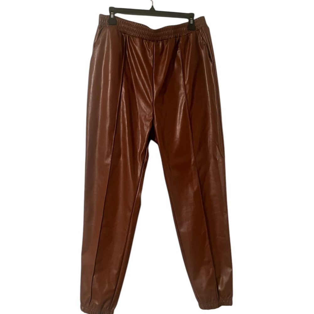 SHEIN faux leather joggers brown/tan size XL. Never worn.